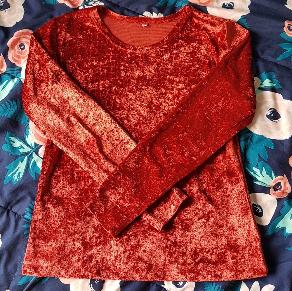 Bright Red Velvet Top